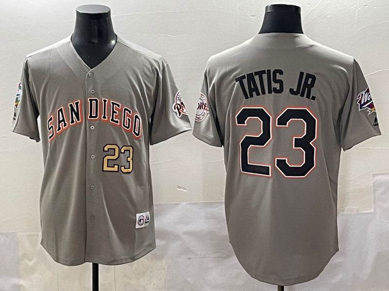 Men 2025 San Diego Padres #23 Tatis jr Grey Throwback Game Nike MLB Jersey style 3->san diego padres->MLB Jersey